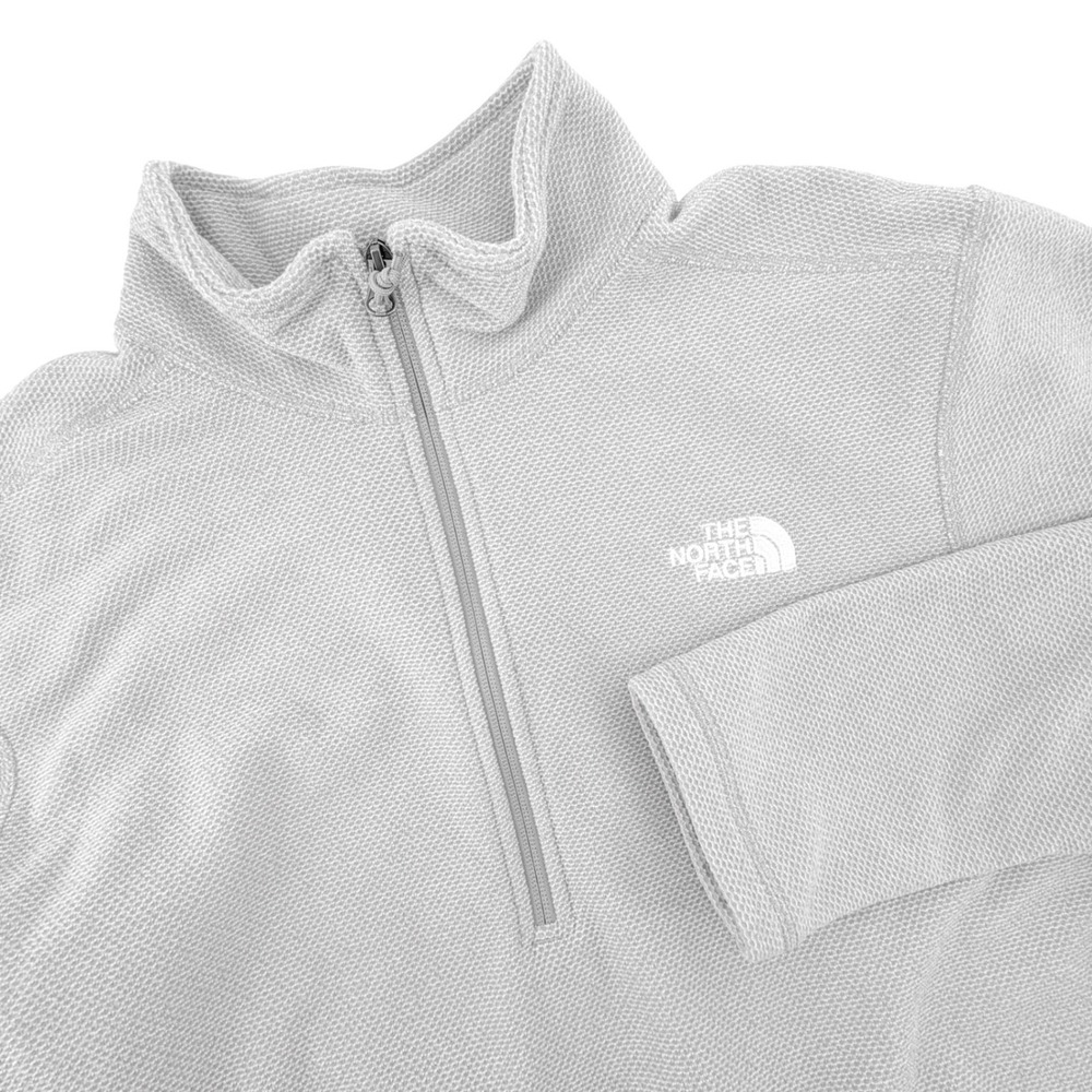 The North Face 1/4 Zip Pullover Mens L Light Gray Waffle Knit Texture Exc Cond